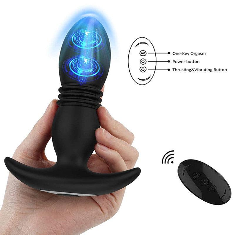 7 Thrusting 7 Vibration 3 Folds Male Anal Prostate Massaging Butt Plugs - propinkup