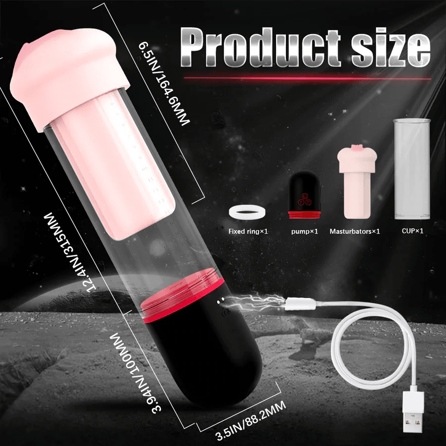 SHADE AIR-3 9 Vibrating 9 Sucking Pussy-Shaped Sleeve Male Enlargement Pump - propinkup