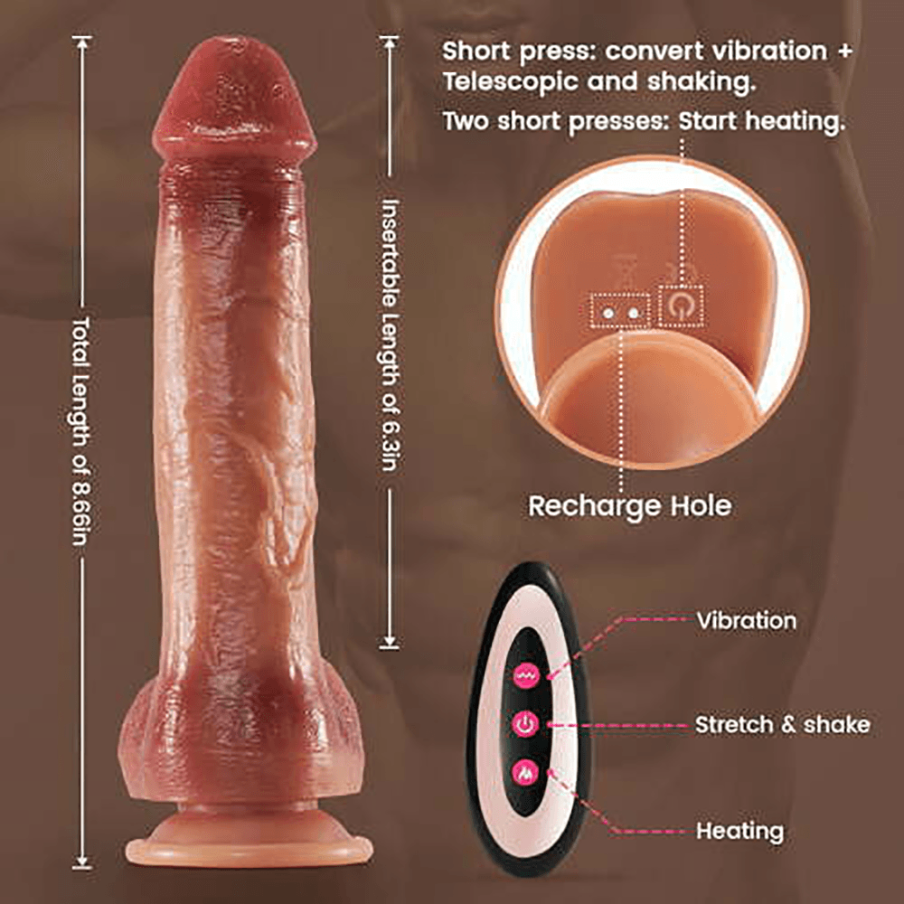 CYRUS Classic 9-Vibration&3-Thrusting Swing & Heat Realistic Dildo 8.66 Inch - propinkup