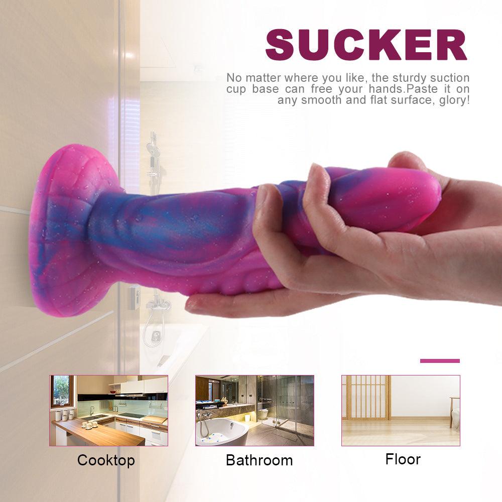 Monster Design Starry Huge Dildo Plus Size Liquid Silicone Dildos with Suction Cup - propinkup