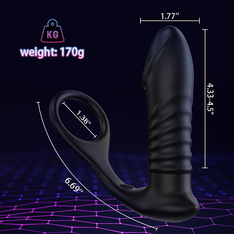 Fighter Moore - 10 Thrilling Vibration 3 Thrusting Silicone Remote Control Cock Ring Anal Vibrator - propinkup