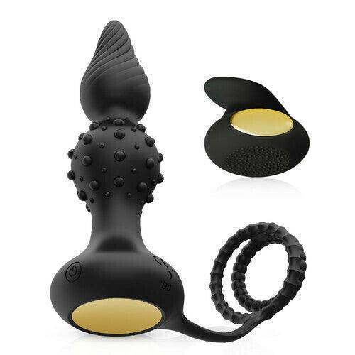 Anal Beads Remote Control Vibratiing Butt Plug with Penis Rings - propinkup