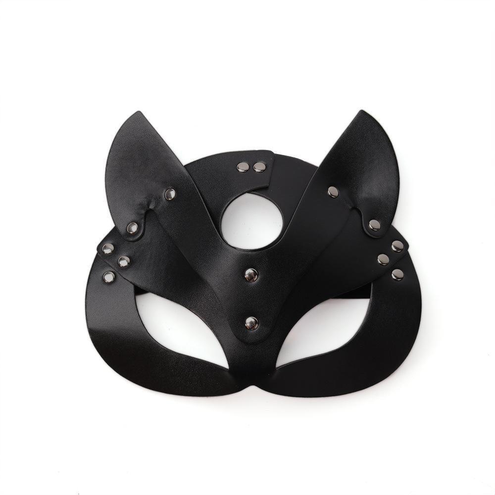 Cosplay Face Mask Fox Bunny Cat PU leather Rivet Punk Style - propinkup