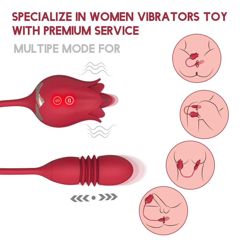 Rose Toy for woman Tongue Licking & Thrusting 2 IN 1 Vibrator Adult Sex Toy - propinkup