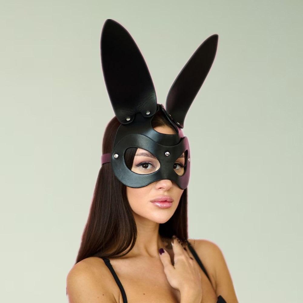 Cosplay Face Mask Fox Bunny Cat PU leather Rivet Punk Style - propinkup