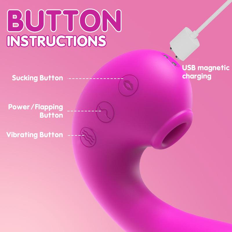 TRIPLE AROUSAL Clitoral Sucking 5 Licking 10 Vibrating G Spot Vibrator - propinkup